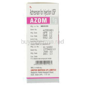 Generic Azactam,  Aztreonam 1 Gm Box Manufacturer Information