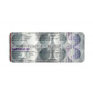 Sartel-C Telmisartan 40mg, Chlorthalidone 12.5mg,Tablet, sheet information
