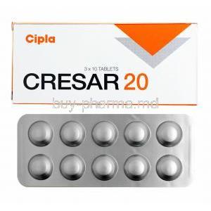 Cresar, Telmisartan 20mg box and tablets