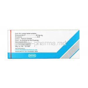 Utamide, Bicalutamide 50 mg,Tablet, box back information