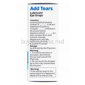 Add Tears Eye Drop, Carboxymethylcellulose composition