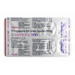 Endogest Capsules, Progesterone 200mg tablets back