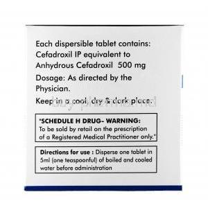 Bicef, Cefadroxil 500 mg,Tablet(DT), Box information