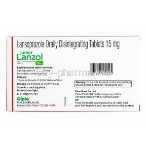 Junior Lanzol Strawberry Flavour, Lansoprazole 15mg composition