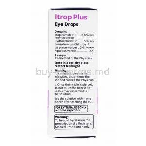 Itrop Plus Eye Drop, Phenylephrine and Tropicamide composition
