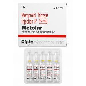 Metolar Injection, Metoprolol Tartrate/ Sodium Chloride