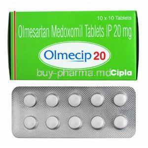 Olmecip, Olmesartan 20mg box and tablets