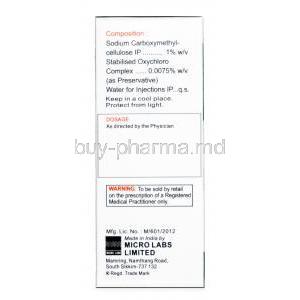Lubrex-DS Eye Drop, Carboxymethylcellulose 1% w/v, 10ml, Bottle, Box information