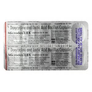 Microdox-LBX, Doxycycline 100mg + Lactobacillus 5BillionSpores, Capsule, Sheet information