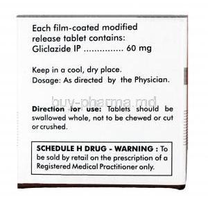 Dianorm OD, Gliclazide 60 mg, Tablet(OD), Box information
