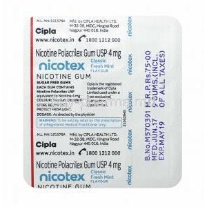 Nicotex Gum Mint Flavour, Nicotine 4mg gums back