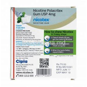 Nicotex Gum Mint Flavour, Nicotine 4mg how to chew