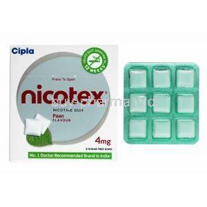 Nicotex Gum Paan Flavour, Nicotine 4mg box and gums