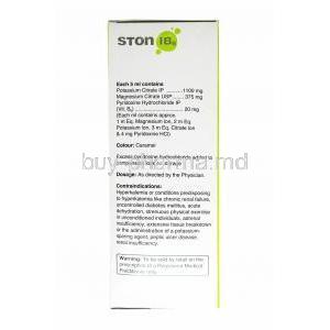 Ston 1 B6 Oral Solution 450ml, Potassium Citrate. Magnesium Citrate and Pyridoxine Hydrochloride composition