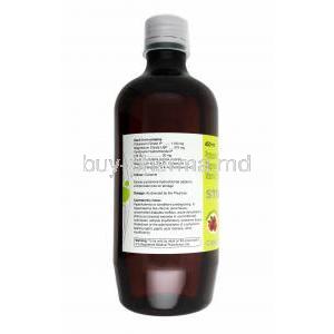 Ston 1 B6 Oral Solution 450ml, Potassium Citrate. Magnesium Citrate and Pyridoxine Hydrochloride bottle back