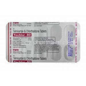 Techlor, Telmisartan 80mg and Chlorthalidone 12.5mg tablets