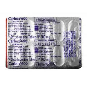 Carbox, Oxcarbazepine 600mg, Tablet, Sheet information