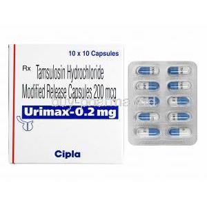 Urimax, Tamsulosin 0.2mg box and capsules