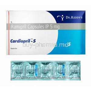 Cardiopril, Ramipril 5mg box and capsule