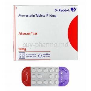 Atocor, Atorvastatin 10mg box and tablets