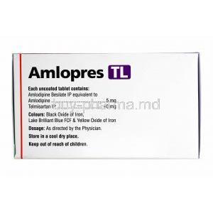 Amlopres TL, Telmisartan and Amlodipine composition