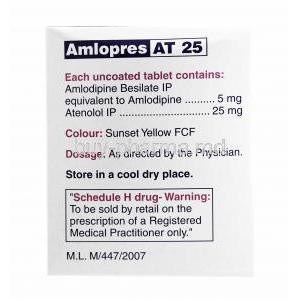 Amlopres-AT, Amlodipine 5mg and Atenolol 25mg composition