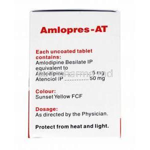 Amlopres-AT, Amlodipine 5mg and Atenolol 50mg composition