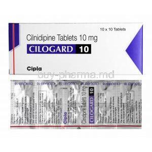 Cilogard, Cilnidipine 10mg box and tablet