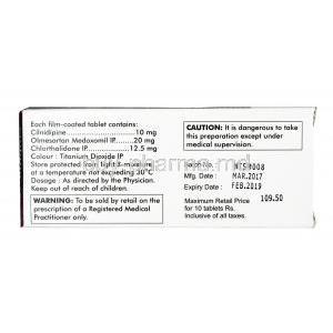 Nulong Trio, Olmesartan 40 mg / Cilnidipine 10 mg / Chlorthalidone 12.5 mg, Tablet, Box information