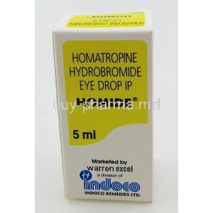 Homide eye drops, Homatropine 2% , Manufacturer  INDOCO, Box