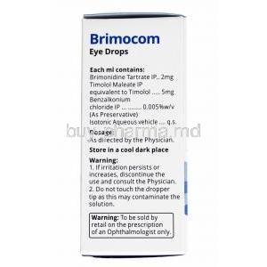 Brimocom Eye Drops, Timolol and Brimonidine composition