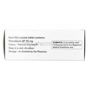 Nimocer, Nimodipine 30 mg, Tablet, Box information