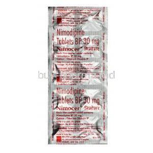 Nimocer, Nimodipine 30 mg, Tablet, Sheet information