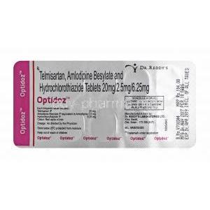 Optidoz, Telmisartan, Amlodipine and Hydrochlorothiazide tablet back