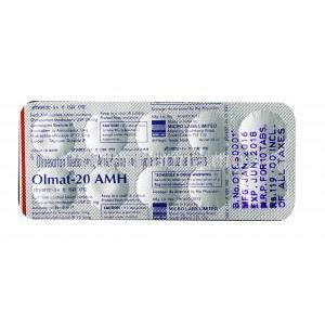 Olmat AMH, Olmesartan 20mg / Amlodipine 5mg /  Hydrochlorothiazide 12.5mg, Tablet, Sheet information