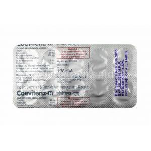 Coevitenz-H, Bromelain, Trypsin and Rutoside capsule back