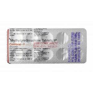 Coelone, Methylprednisolone 4mg tablet back