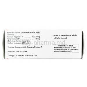 Valprid CR, Sodium Valproate 200 mg, Tablet, Box information