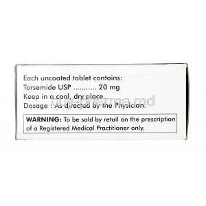Torsinex, Torasemide 20 mg, Tablet, Box information