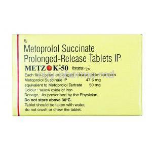Metzok, Metoprolol 50 mg, Tablet PR, Box information