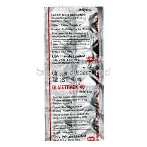 Olmetrack, Olmesartan 40 mg, Tablet, sheet information
