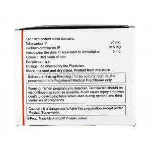 Tazloc Trio, Telmisartan 80 mg / Amlodipine 5mg / Hydrochlorothiazide 12.5mg, Tablet, Box information