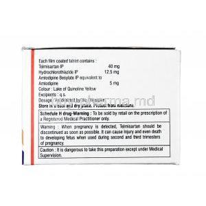 Tazloc Trio, Telmisartan 40 mg / Amlodipine 5mg / Hydrochlorothiazide 12.5mg, Tablet, Box information