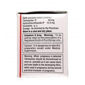 Tazloc H, Telmisartan 40 mg / Hydrochlorothiazide 12.5mg, Tablet, Box information