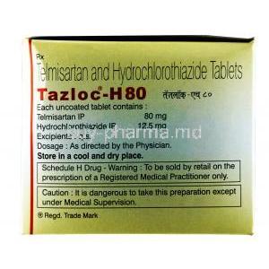 Tazloc H, Telmisartan 80 mg / Hydrochlorothiazide 12.5mg, Tablet, Box information