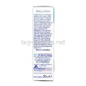 Sebamed baby lotion, Natural lipids, sorbitol, allantoin, panthenol,  lecithin, Body lotion 50ml, Box information