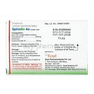 Spirodin AX, Doxofylline 400mg / Ambroxol 30mg, Tablet, Box information