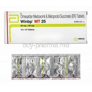 Winbp MT, Olmesartan and Metoprolol Succinate 25mg box and tablets