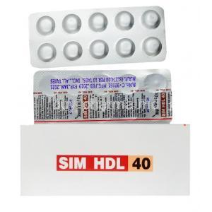 SIM HDL, Simvastatin, 20 mg, box and blister pack