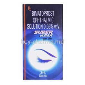 Super Lash, Bimatoprost Ophthalmic solution 0.03%, 3ml, box front presentation